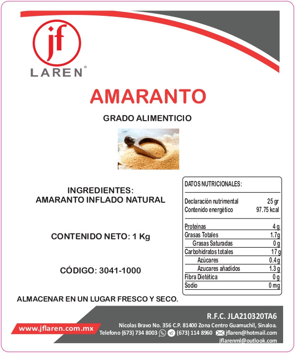 Amaranto Inflado Natural 1Kg Jf Laren ID-2551512