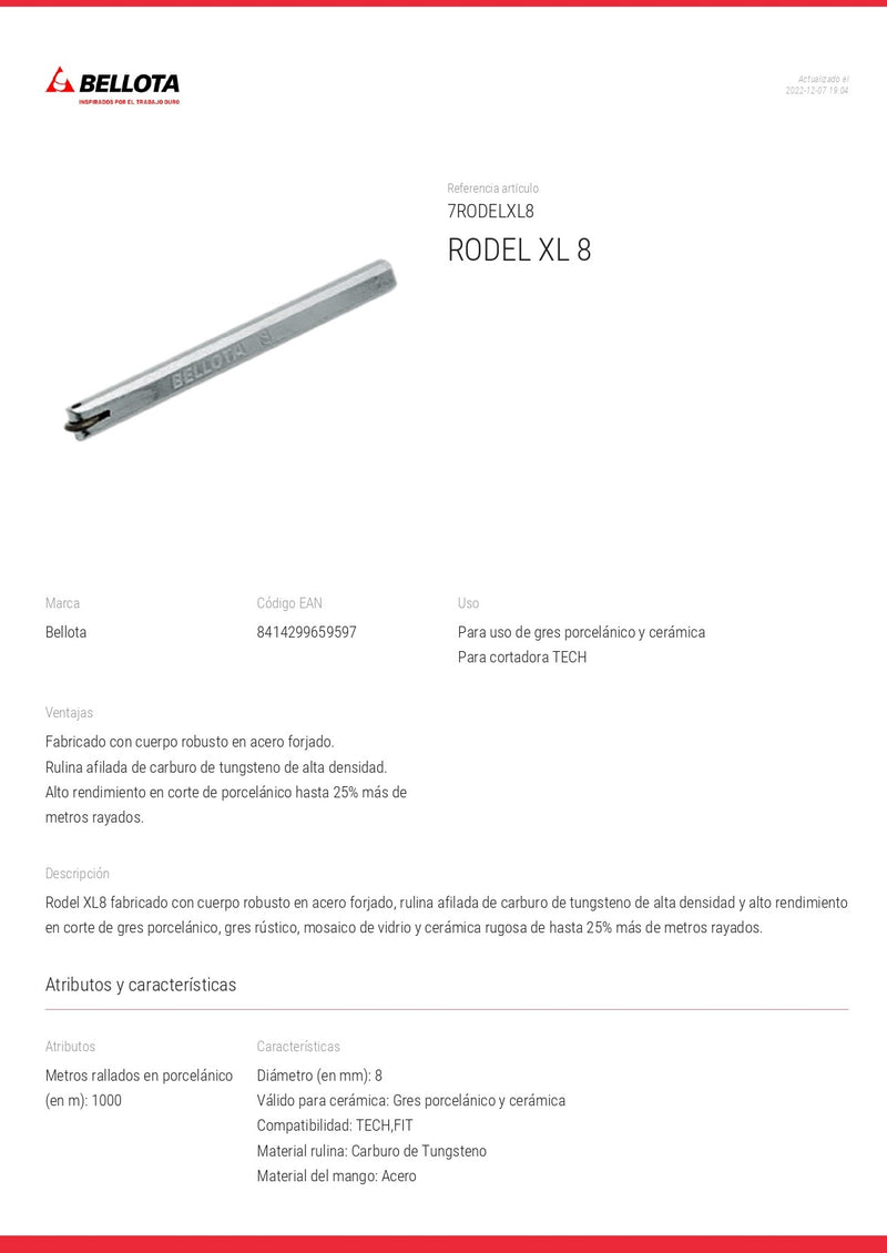 Rodel Para Cortadora De Azulejos 8 Mm 7Rodelxl8 Bellota ID-2084772