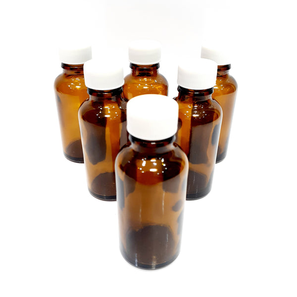 50 Botella 30 Ml Ambar Vidrio con Taparosca Blanca Pavisa