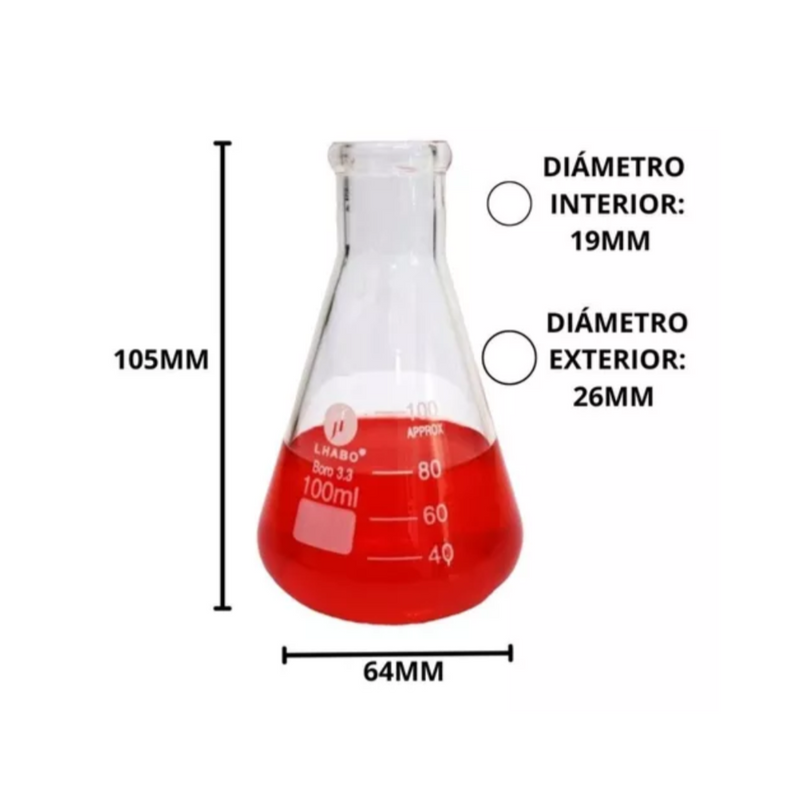 Matraz Erlenmeyer 100 Ml Vidrio Paq C/12 Jf Lhabo ID-2261870