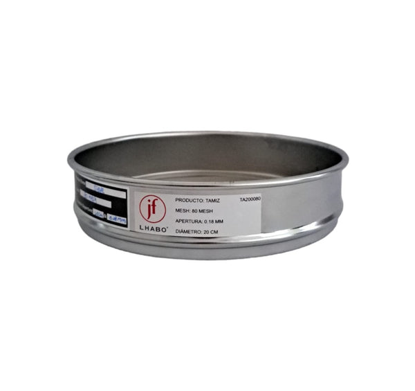 Tamiz de Metal para Pruebas de Laboratorio 20cm Malla 80 Jf Lhabo