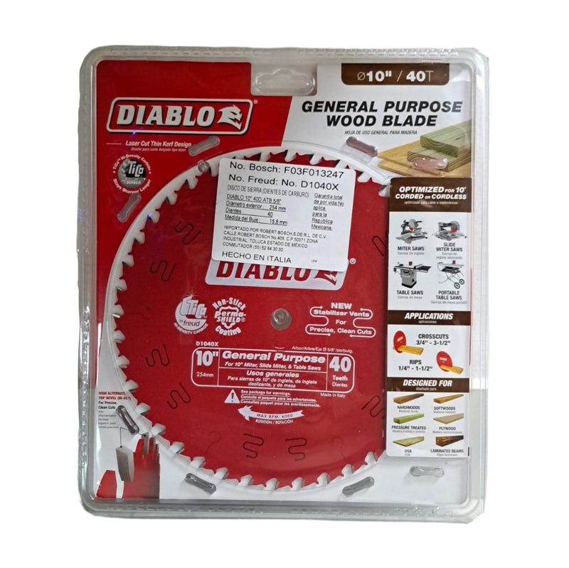 Disco Sierra Circular Diablo 40D 10X5/8 F03F013247 Bosch ID-2502740