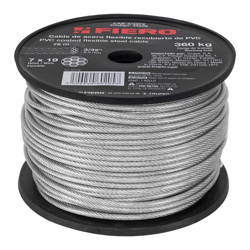 Cable Acero Recubierto 3/32 7X19 Hilos 75 Mt 44226 Fiero ID-2783610