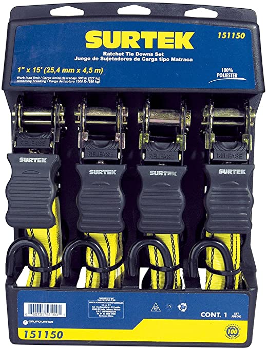 Sujetador de Matraca-tensor 4.5m 4 Piezas 151150 Surtek