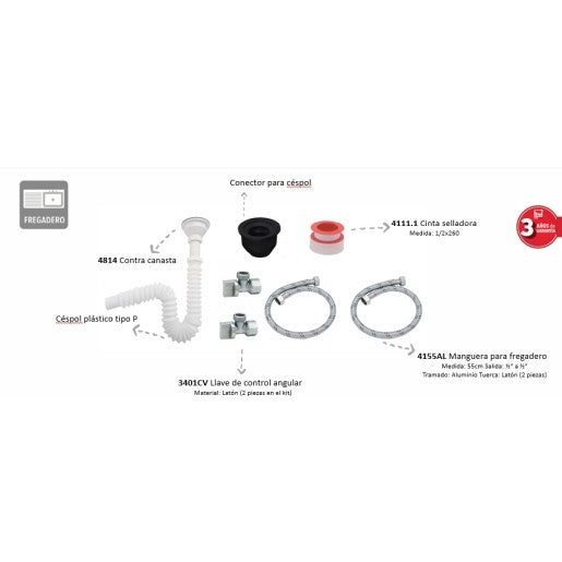 Kit de Instalación para Fregadero Kitfr Dica