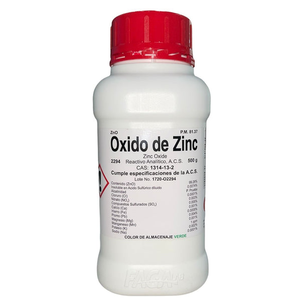 Oxido de Zinc R. A. de 500 G Fagalab