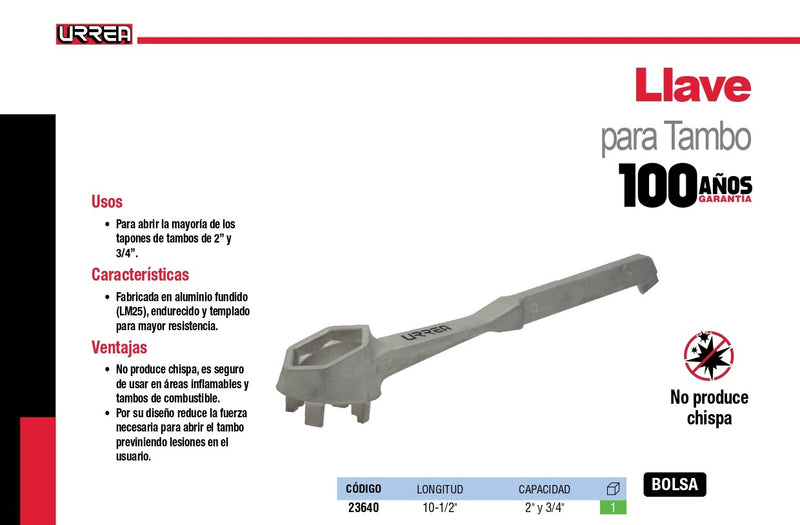 Llave Para Tapa De Tambo 23640 Urrea ID-2030700