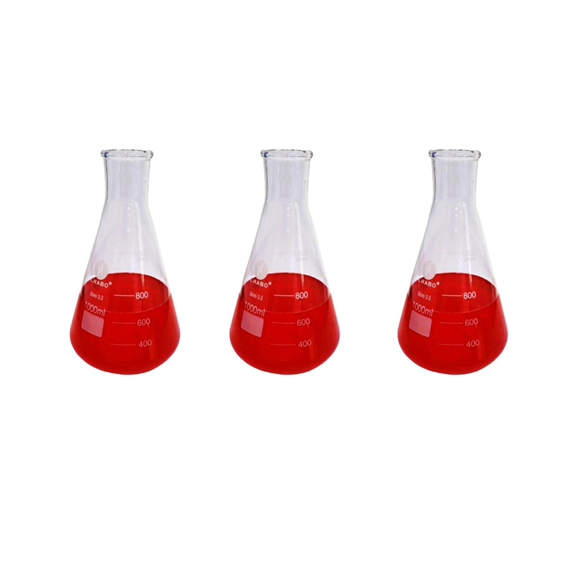 Matraz Erlenmeyer 1000 Ml Vidrio Paq C/3 Jf Lhabo ID-2263982