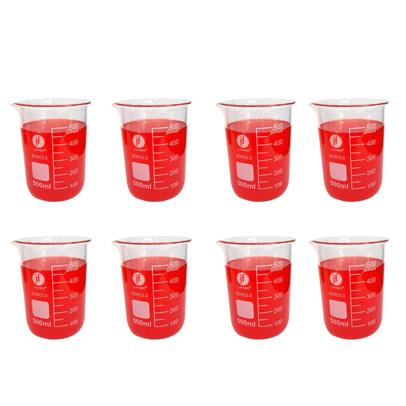 Vaso Precipitado De Vidrio 500 Ml Paq C/8 Jf Lhabo ID-2261313