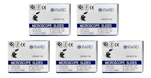 Portaobjetos de Vidrio 26x76mm 5 Cajas Pk/50 C/u Viand