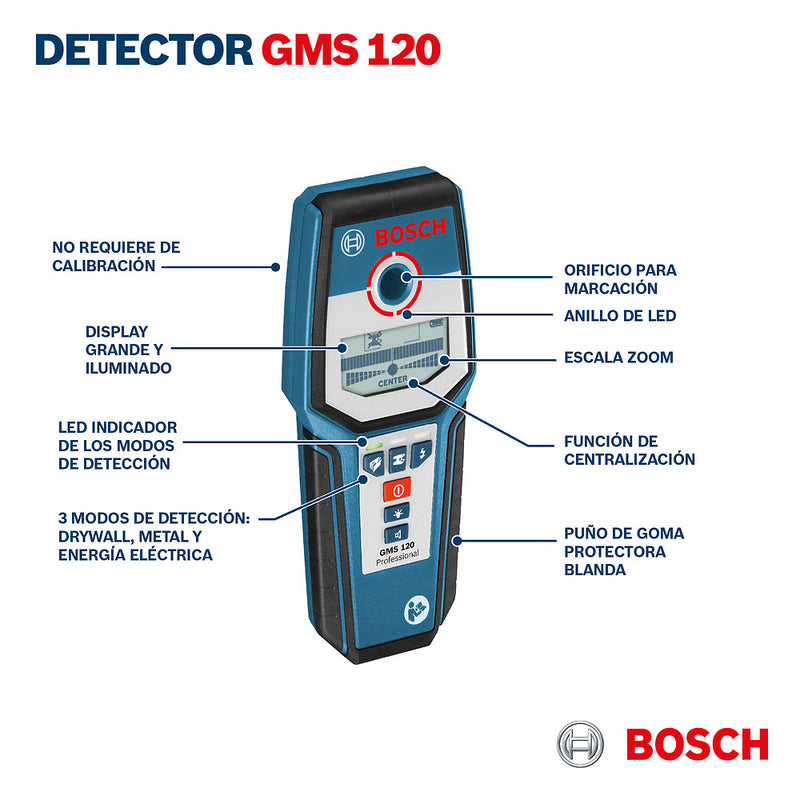 Detector Metales Gms 120 0601081000 120mm Prof Bosch