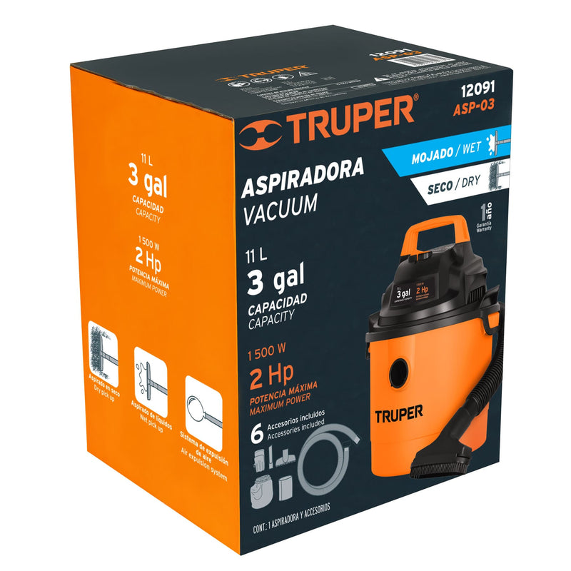 Aspiradora Aspi-03 11L Naranja/Negra 120V Truper ID-2318524