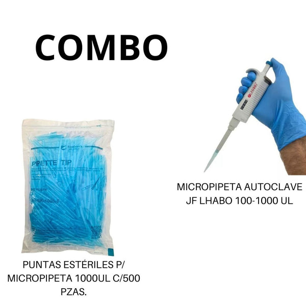 Micropipeta 100-1000ul + Puntas Esteriles 1000ul Jf Lhabo
