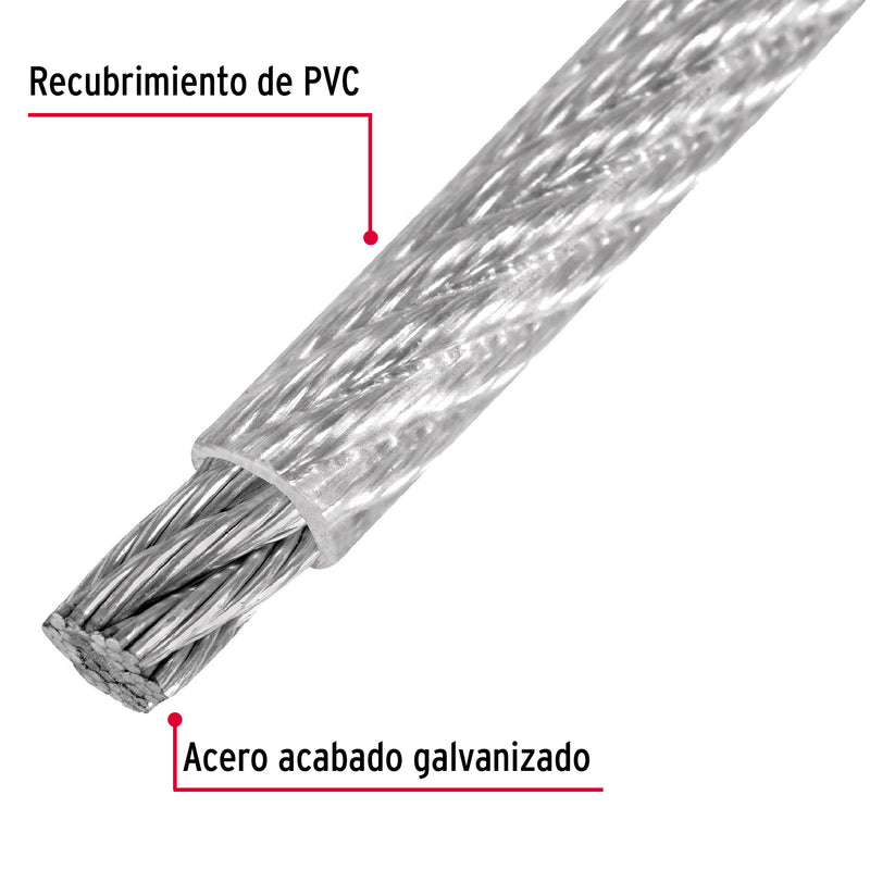 Cable Acero Recubierto Pvc 1/4 7X19 Hilos 75 Mt 44224 Fiero ID-2783483