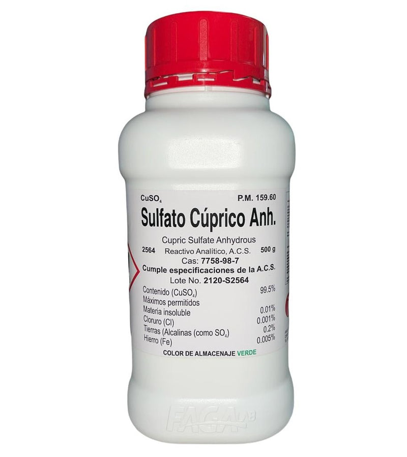 Sulfato Cúprico Anhidro R. A. De 500 G Fagalab ID-1639202