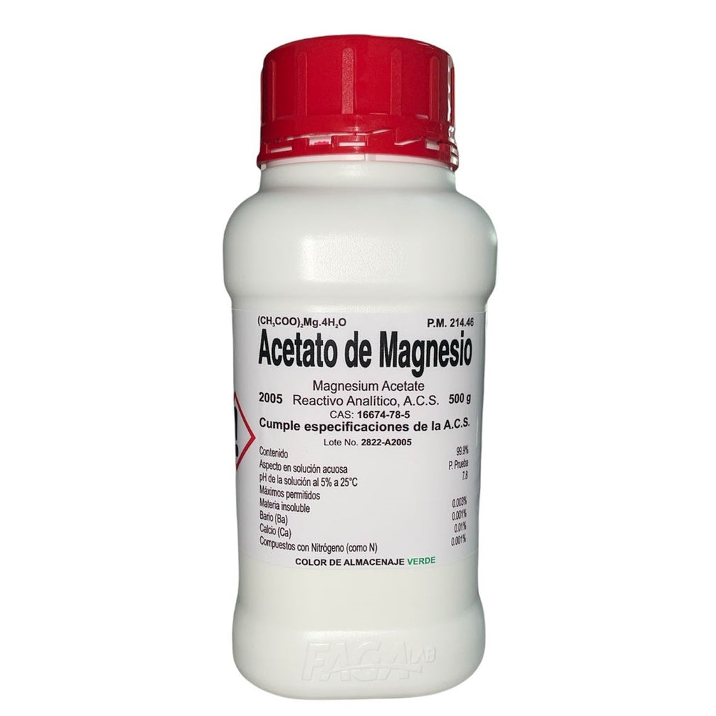 Acetato de Magnesio R. A. de 500 G Fagalab