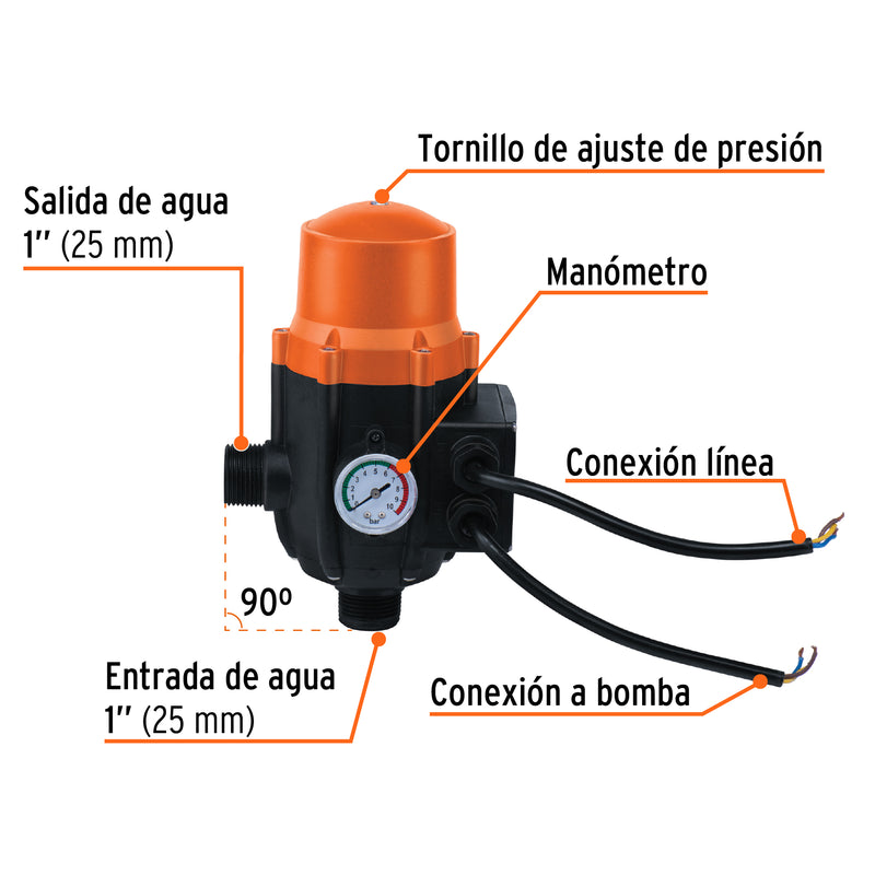Control Atm De Presión De Bombas P/ Agua, 90° Truper ID-2318701