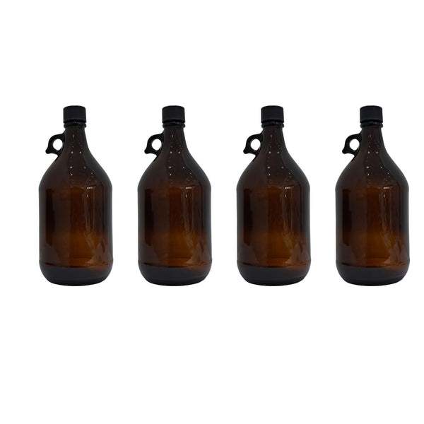 Botella Envase Frasco Ambar Vidrio 2.5l con Tapa Negra Paq C/4 Qec