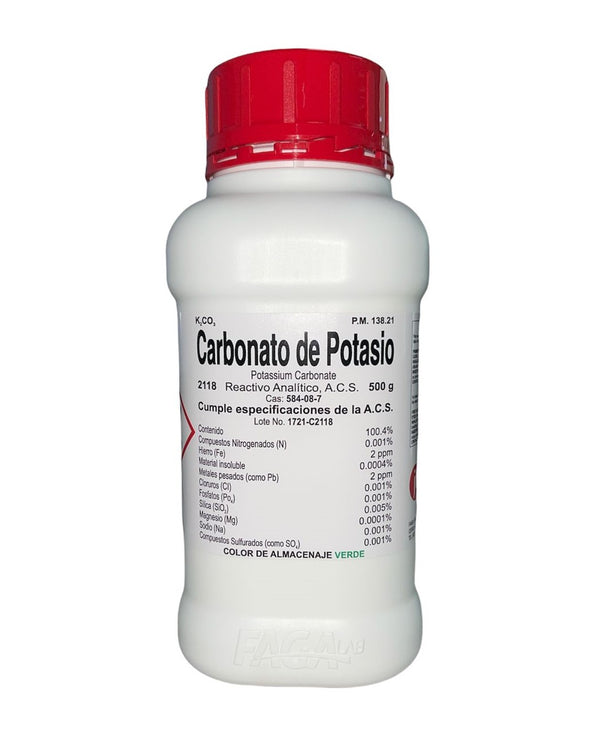 Carbonato de Potasio R. A. de 500 G Fagalab
