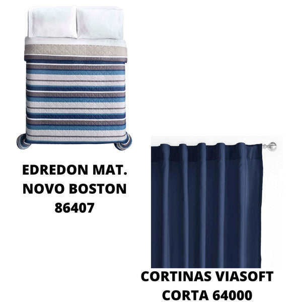 Combo Edredon Mat + Cortinas Vianney ID-2372365