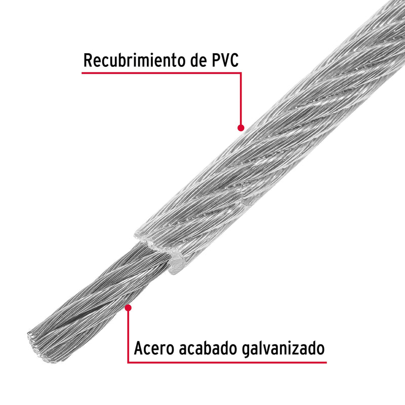 Cable Acero Recubierto 1/8 7X19 Hilos 75 Mt 44225 Fiero ID-2783531