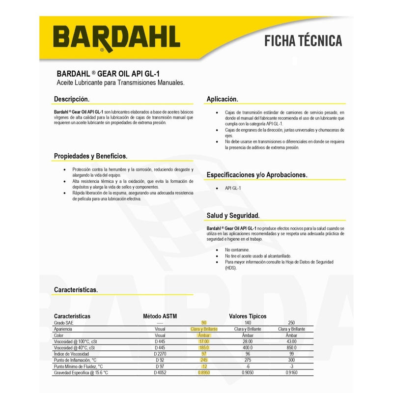 Aceite Para Transmisión Fluido Manual Sae90 946Ml Bardahl ID-2610332