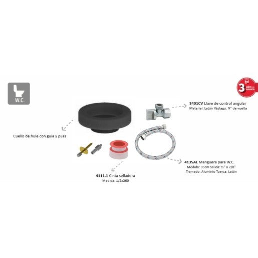Kit de Instalación para Sanitario Kitwc Dica
