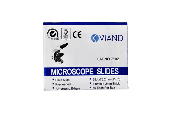 Portaobjetos de Vidrio 26x76mm Pk/50 Viand