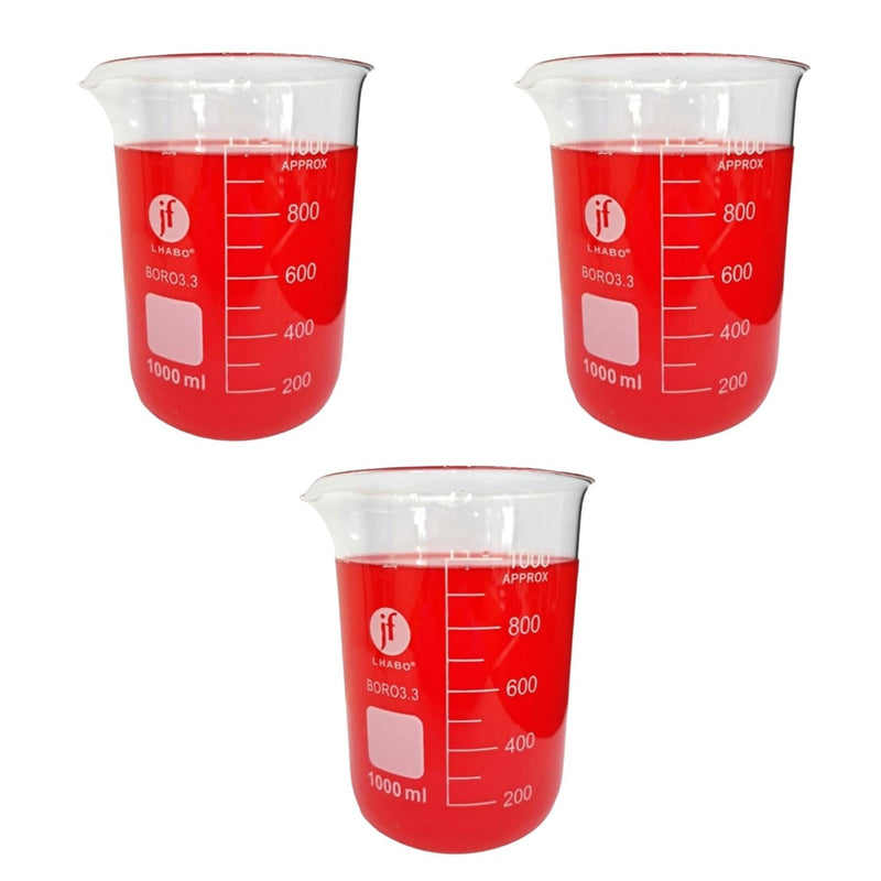 Vaso Precipitado De Vidrio 1000 Ml Paq C/3 Jf Lhabo ID-2261483